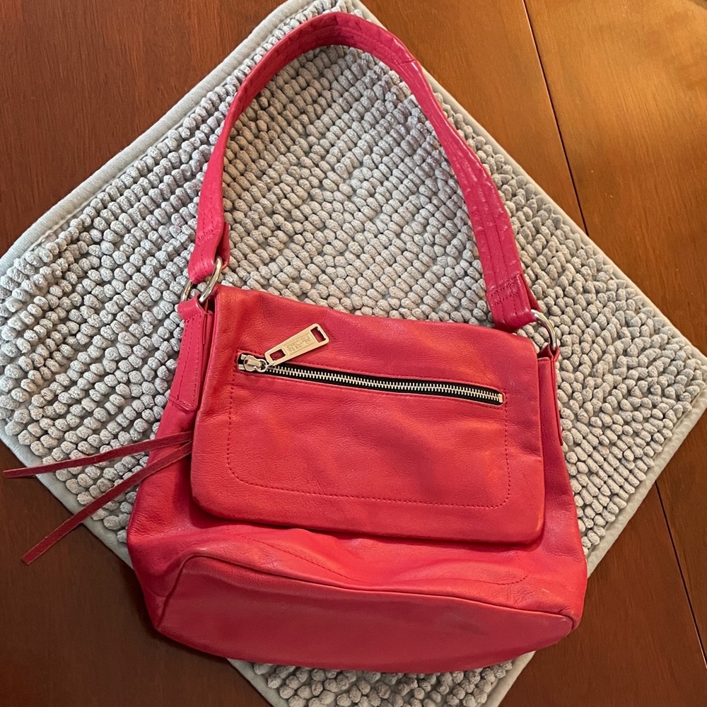 Kenneth Cole Reaction Vibrant Pink Shoulder Bag - soft leather, silver hardware